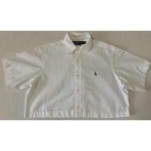 Polo Ralph Lauren Cropped Button Down Shirt Women 15.5-33 Short Sleeve